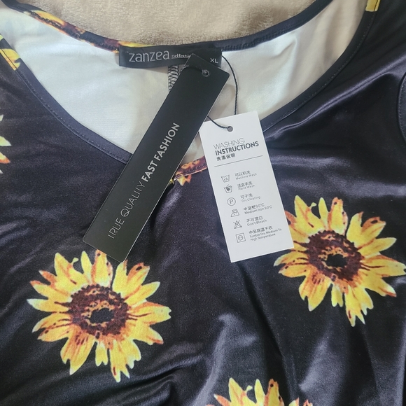NWT Zanzea Black sunflower sundress - Picture 3 of 4